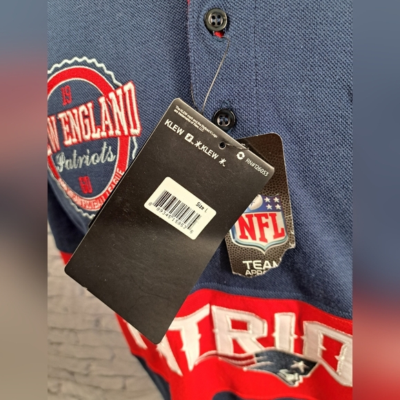 NWT Klew NFL Apparel New England Patriots Polo Shirt 60 Anniv Football sz Large - Picture 7 of 11